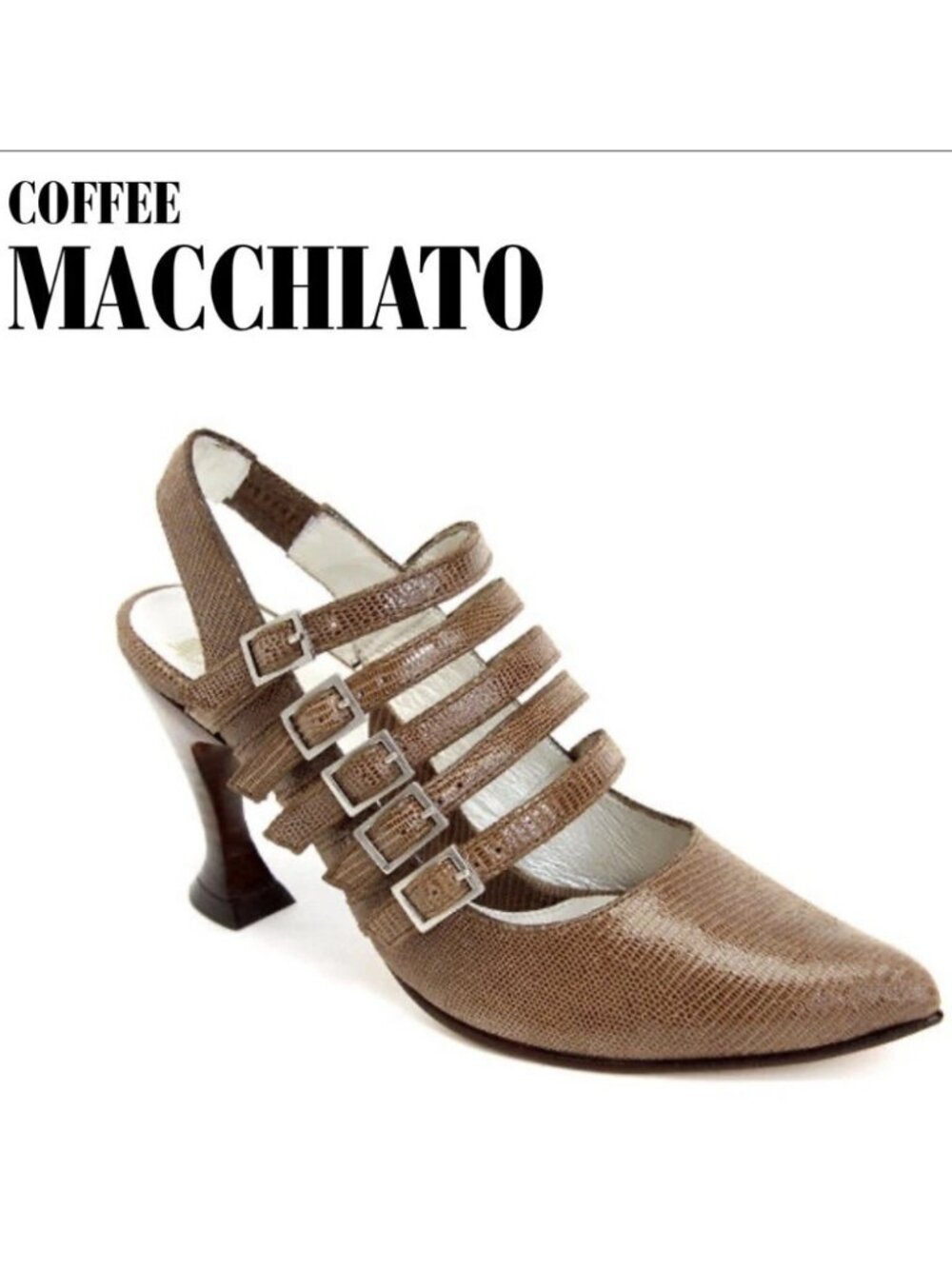 John Fluevog Coffee Macchiato Slingback Buckle Heels Women’s Size 6 Brown Cairo
